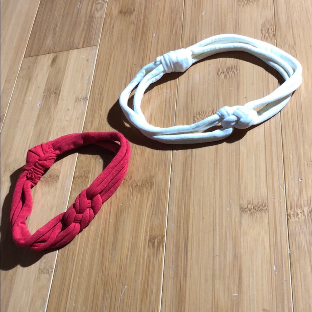 lot of 2 skinny sailor knot headbands red ivory
